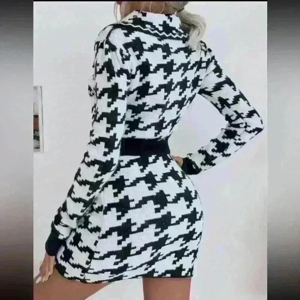 NWT SHEIN houndstooth black and white 2 piece skirt set size - Picture 4 of 7